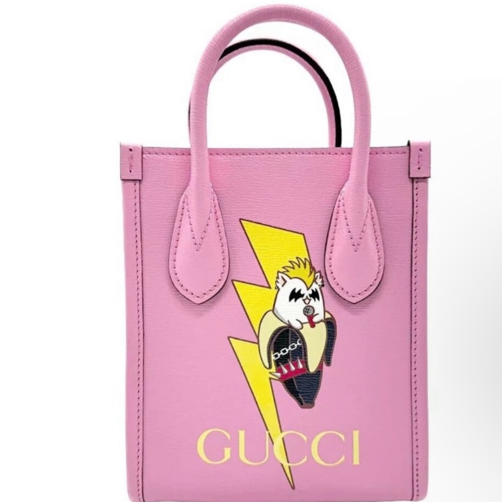 Gucci Bananya Pink Tote Bag with Graphic Design. 
Comes with COA